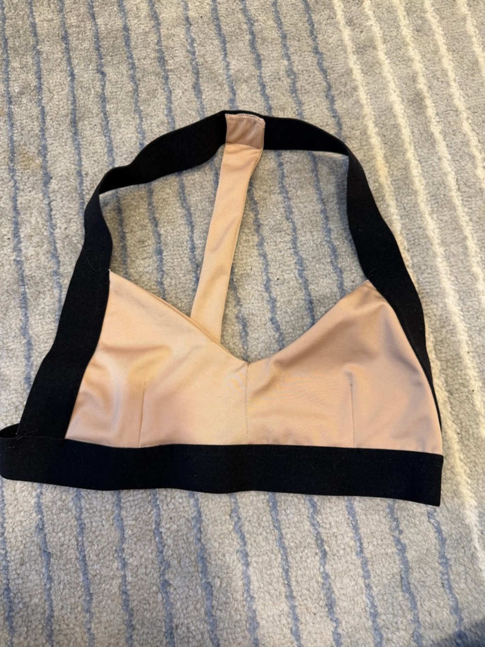Stretch Racerback Bralette in Nude with Black Trim